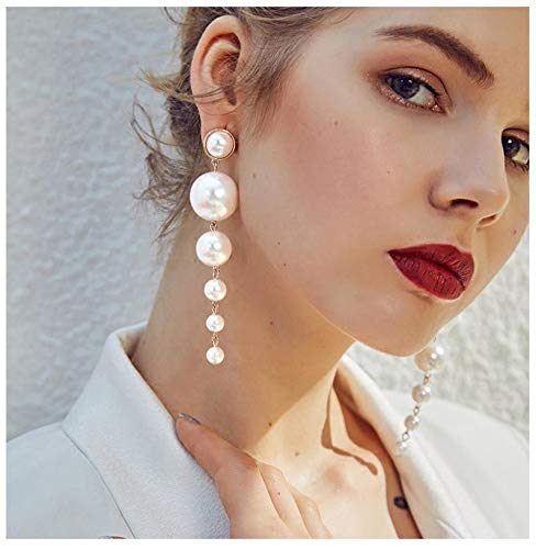 Pearl Dangle Earrings Long Tassel Pearl Earrings for Women Dainty Pearl Chain Earrings Prom Jewelry2
