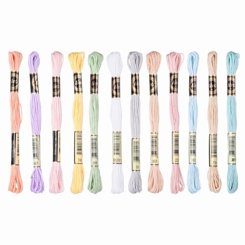 Image of PATIKIL 12 Skeins Embroidery Floss Polyester Embroidery Threads Bracelets String for Cross-Stitch Hand Embroidery, Candy Colors