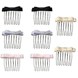 LiYjichng 8Pcs Ballet Bow Hair Combs Sweet Tooth Twisted Metal Hair Combs with Ribbon Non-Slip Side Snap Clips for Ballet Small Cute Hairstyle Accessories for Girls Fashion Styling