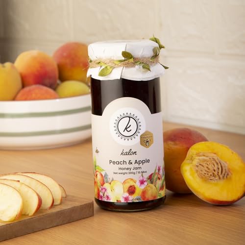 Image of KALON 100% Natural Peach Apple Jam | Made with 100% Kalon Honey | No Added Sugar & Preservatives - 300 gm