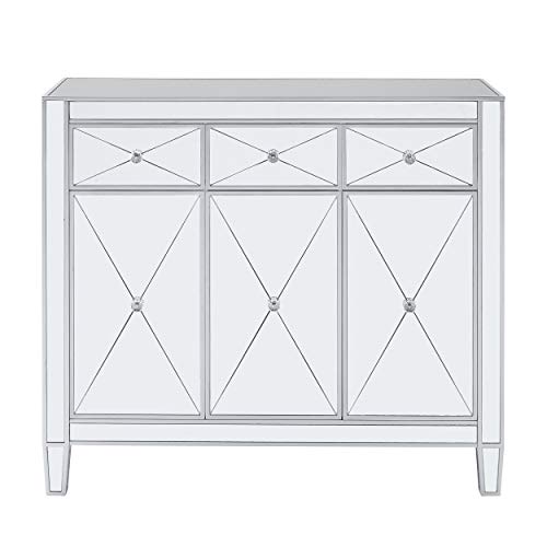Sei Furniture Mirage Cabinet, Mirrored With Matte Silver Trim. #TOP2