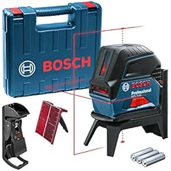 Bosch Professional cross line laser GCL 2-15 (red laser, interior, with plumb points, working range: 15 m, 3 x AA batteries, RM 1 rotating mount, laser target plate, protective bag, carrying case)