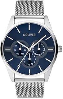 s.Oliver Herren Multi Zifferblatt Quarz Uhr mit Edelstahl Armband SO-3853-MM