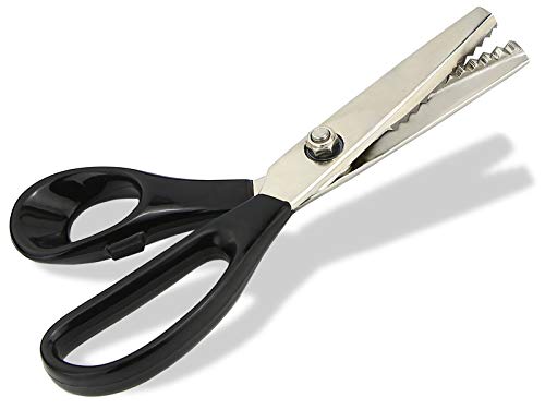 Zackenschere Stoffschere Textilschere Zickzack-Schere - Schneiderschere Bastelschere Rostfrei 20 cm ideal für Textilien und Papier (Edelstahl Kunststoffgriff)