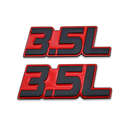 2X Metal 3.5L Logo Emblem Premium 3D 3.5 Badge Car Door Fender Sticker Side Wing Decal Auto Trunk Replacement For Universal Vehicle (3.5L,Black&Red) #TOP11