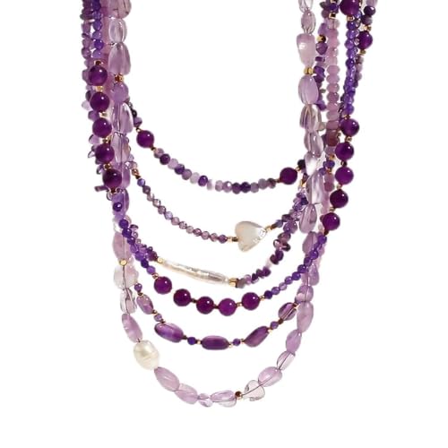 Collier perles pierre naturelle violette noble MOCHAMIK, le reflet de votre douceur