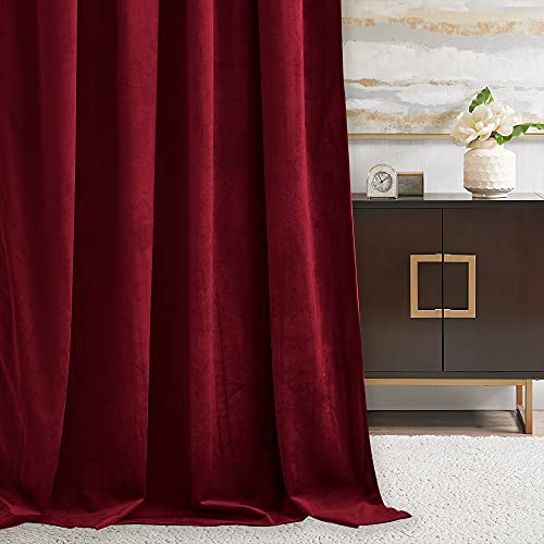 RYB HOME Red Theater Moive Velvet Curtains - Light & Heat Block Back Tabs Window Treatment Energy Efficient Privacy Protection Drapes for Hotel Villa Living Room, Ruby Red, W52 x L120 inches, 2 Panels by RYB HOME - Image 4