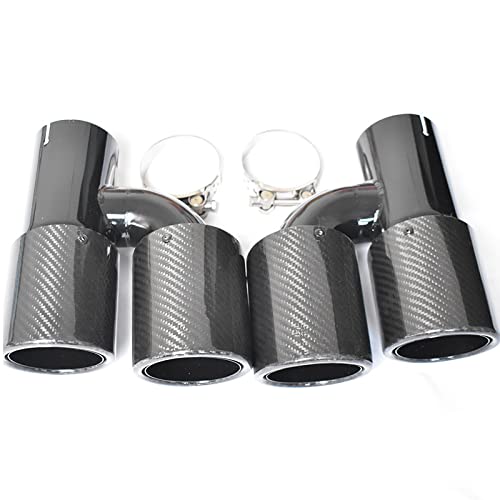 NCLFIDX Puntas de Escape universales de Acero Inoxidable Negro de Fibra de Carbono Estilo h Puntas de silenciador de Tubos Finales,67-89 mm Cover