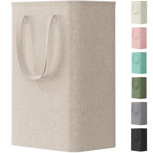 Image of Lifewit Slim Collapsible Laundry Basket with Handles, 50L, Beige