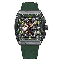 NAVIFORCE Relógios masculinos com cronógrafo de quartzo, pulseira de silicone colorida, com data automática, à prova d'água, relógio de pulso feminino, presente, Preto + verde, Moda, esportes,