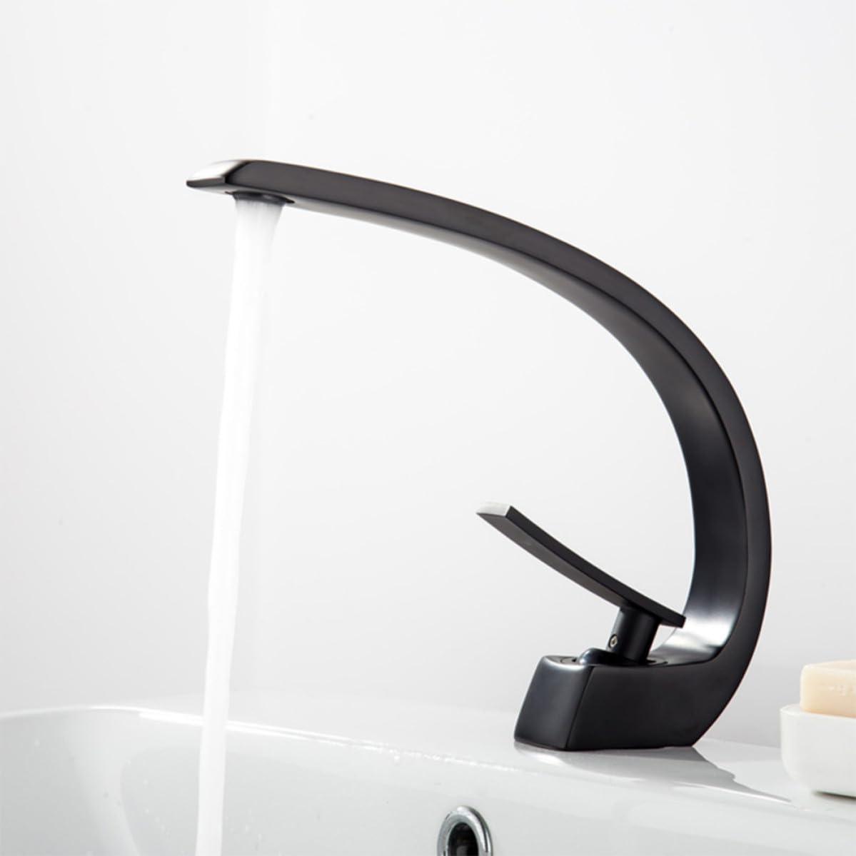 Rubinetto Monoforo in Rame Nero per Lavabo Bagno, con 60 CM