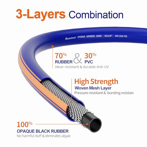 short garden hose 10 ft x 5/8Inch, short water hose with Swivel Handle, Heavy Duty, Flexible, Sturdy, Lightweight, Male to Female Fittings