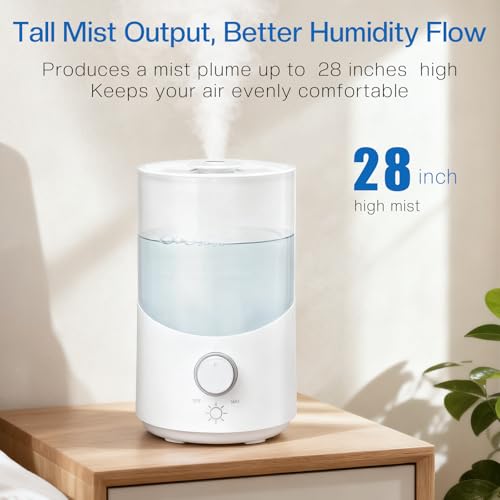 Cool Mist Humidifier for Bedroom, 3L Top Fill Ultrasonic Air Humidifier with Adjustable Knob Control, Quiet Operation, Auto Shut-Off, BPA-Free for Home, Baby, Office, Plants 3L - Image 5