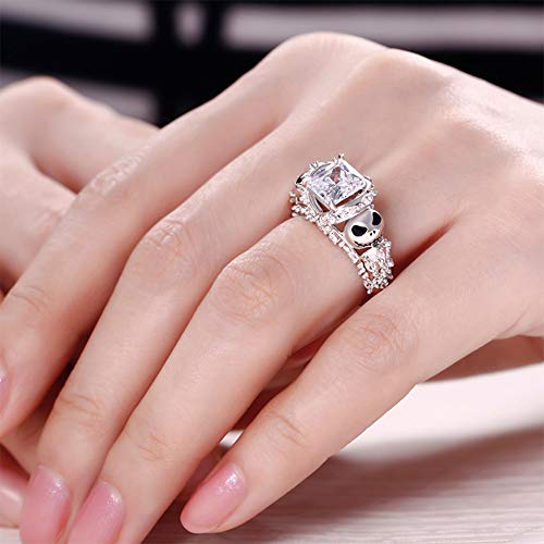 Jeulia Jack Nightmare Rings Women Christmas Skull Rings 925 Sterling Silver Princess Cut Band Ring Anniversary Promise Romantic Christmas Gifts for Her4