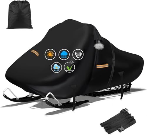 420D Snowmobile Cover 130 L x 51 W x 48 Heavy Duty Oxford Fabric with Windproof Buckles Reflective Universal Snow Mobile Cover for Skidoo Arctic Cat Pro RMK Yamaha Lynx Camso CFMOTO