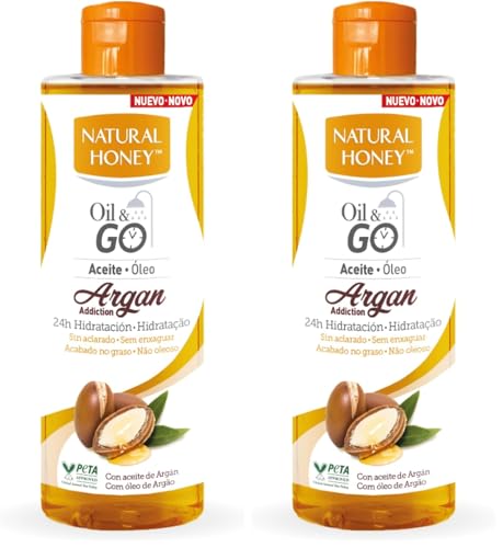 Natural Honey, Oil & Go Aceite de Ducha sin Aclarado con Argán Natural, 24H de Hidratación Profunda, Absorción Rápida, Acabado No Graso, Reafirmante, Nutritivo y Revitalizador, 250 ml (Paquete de 2)