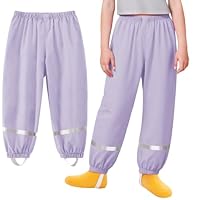 Baogaier Mädchen Matschhose Regenlatzhose Lila Bequem Atmungsaktiv Ungefüttert Wind-und wasserdichte Dünn Leicht Sport Kinder Regenhose Regenbekleidung mit Reflektor, für 9-10 Jahre, GR.134-140
