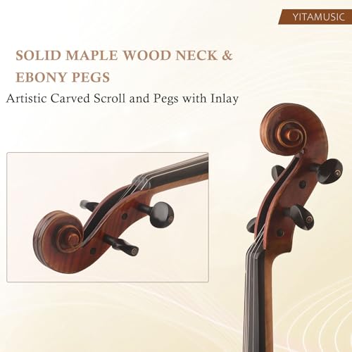 Yitamusic MA7000 Maggini-style Artist Viola Size 16.25in,Handcrafted .Oil varnish, Professional Performance,with Case, Shoulder Rest, Bow - Image 4