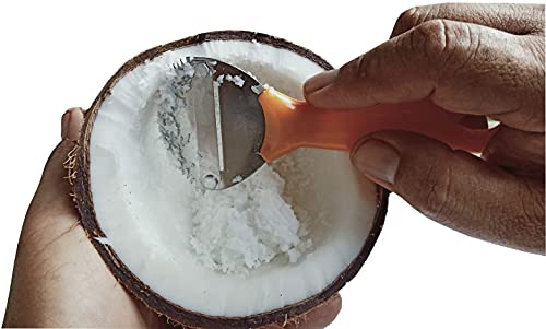 Pa Mai Coconut Hand Grater Slicer Shredded Scraper Coconut Meat Removal Blade Knife Fish Skin Scale Scraper Remover Tool Yellow A391 2.3*6Inch #TOP1