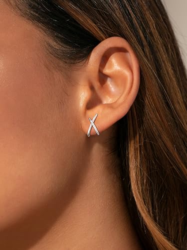 Gold Stud Earrings for Women 14k Gold Silver Plated Stud Earrings Dainty Small Double Studs Hypoallergenic Small Earring Gifts for Women2