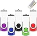 Price comparison product image EASTBULL 16GB USB Stick 5 Pack, Memory Sticks USB 2.0 Metal Flash Drive Swivel Design Fold Storage with 5 Color Lanyards