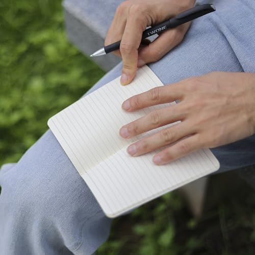 Image of Twone Softcover Pocket Notebook Set - 3.5 inch X 5.5 inch - 6 Pack - 30 Sheets - 60 Lined Pages - Perfect For The Traveler Or Author | Smooth black cardstock cover, 60 lined pages. Pocket journal for travel, office, school, daily notes & sketching.