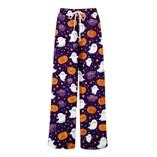 Boho Wide Leg Pants for Women Flowy Drawstring Floral Palazzo Pants Baggy Tropical Hawaiian Pull on Beach Pant3