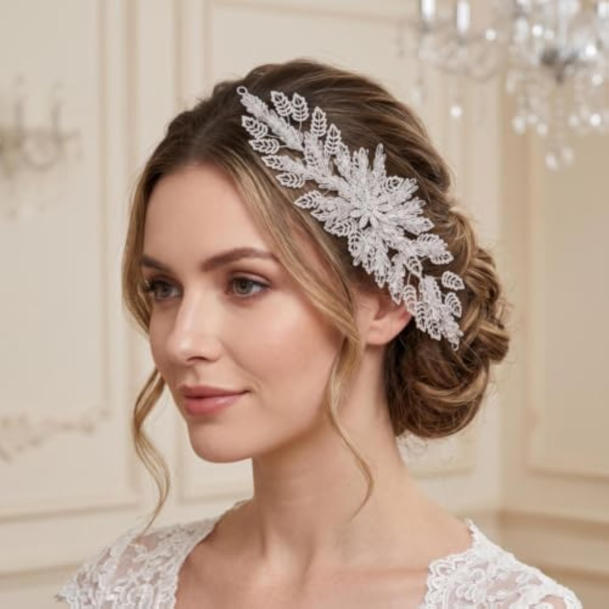 Rhinestone Floral Bridal Hair Vine with Pins
