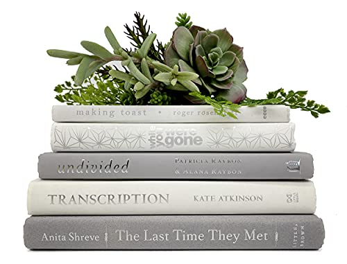 Bundle of White and Light Gray Decorative Books - Staging Books Color Bundle - Cream, Gray and Coordinating Hues - Home Decor Stack of Books (SET OF 5 BOOKS)