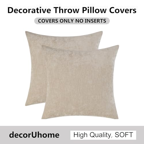 Decoruhome XNE-02 Couch Throw Pillow Covers 18X18 Set Of 2, Decorative Soft Chenille Solid Dyed Pillow Covers thumb #5