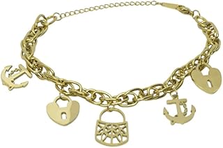 Stainless Steel Bracelet With Multi Design For Girl - Gold