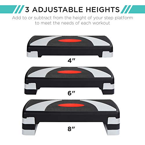 Best Choice Products 30in Aerobic Step Platform Adjustable Exercise Stepper Home Gym Fitness Accessory for Full Body Workout w/ 6 Risers, 550lb Weight Capacity