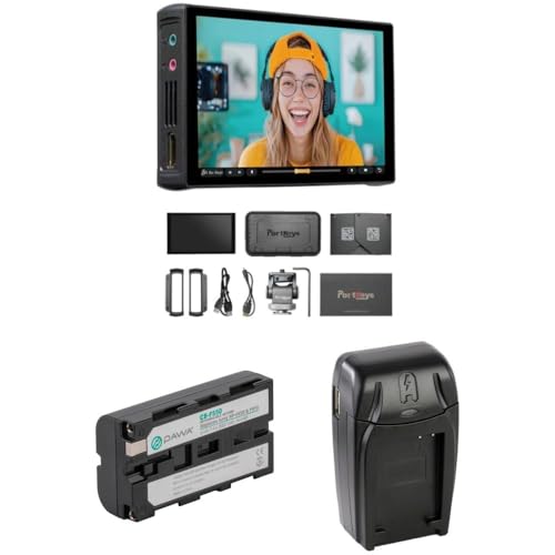 Image of Portkeys PT5 III Camera Monitor 5.4 inch 800nits Bundle with Pawa NP-F550 Lithium-Ion Battery Pack (7.4V, 2000mAh), Watson Compact AC /DC Charger for L&M Series Batteries
