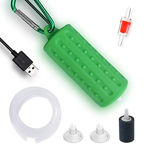 Yokosea Aquarium USB Air Pump Ultra Quiet Nano Air Pump for Fish Tank with Hanging Buckle and Check Valve (Green)…