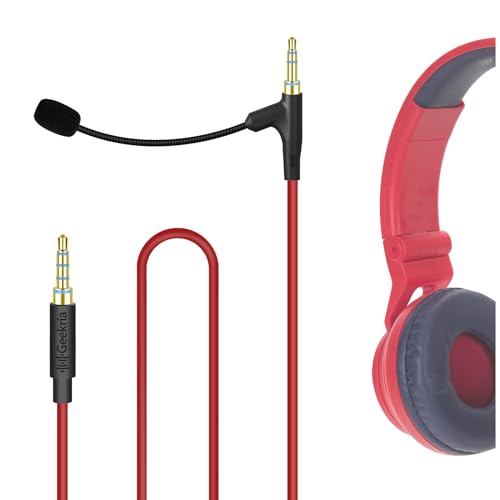 GEEKRIA QuickFit Boom Câble de casque pour classe en ligne, compatible avec EKids Spiderman, Batman, Riwbox FB-7S, CB-7S pour enfants, prise jack 3,5 mm avec microphone à perche (1,2 m)