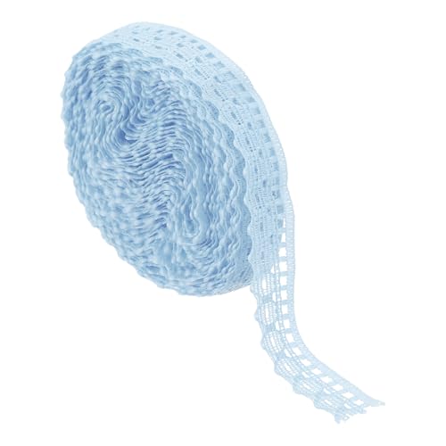 QUARKZMAN Encaje Decorativo, 5 Yardas 1/2 Pulgada Cintas De Encaje Vintage Para DIY Costura Manualidades Decoración De Regalos Bodas Diademas Azul Claro
