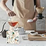Resama Soporte de papel para filtro de café, elegante organizador con patrón de vid de rosas para cocina, cafetería y oficina, contenedor de almacenamiento decorativo en color blanco, perfecto para el