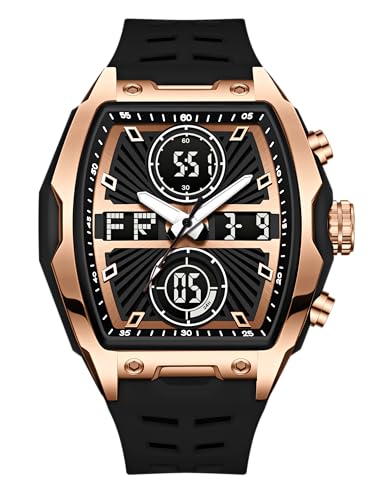 Image of V2A Impact-KUBIX 5410 Analog-Digital Watch for Men | Trendy Tonneau Shape | Bold Fashion Performance Watch with 3 Time Zones, Countdown, 50M Water Resistance, Alarm & Stopwatch