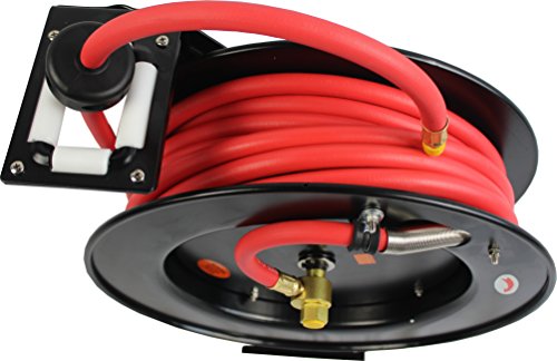 Maxworks 80720 50Ft Auto Rewind Retractable Reel With 3/8" X 50' Air Hose With Brass Fittings #TOP1