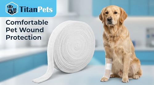 Image of Tubular Stretch Net Bandage for Dogs, Cats & Horses | Elastic Pet Wound Dressing Retainer Mesh | No Tape Needed Breathable Vet Wrap Support |Size 4, 2.7cm x 25m Roll | White (Pack of 1)