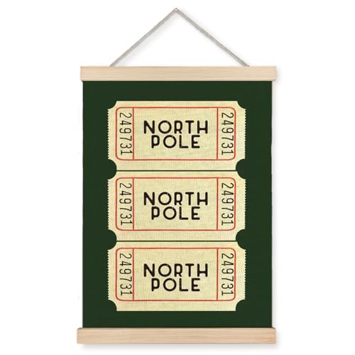 Jvpke Christmas Wall Decor - Trendy Retro Green Wall Art With Wooden Hanger, Preppy Christmas Decor for Home Office, 12x16 Inches