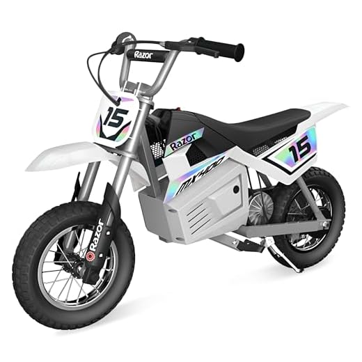 Razor Dirt Rocket MX400 Electric-Powered Dirt Bike – High-Torque Motor, 14 mph, 30-Min Run Time, 12" Pneumatic Tires, Adjustable Handlebars, White