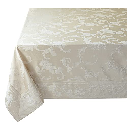 Benson Mills Harmony Scroll Woven Damask Fabric Tablecloth, Everyday, Parties, Special Occasions, Weddings and Holiday Table Cloth (60
