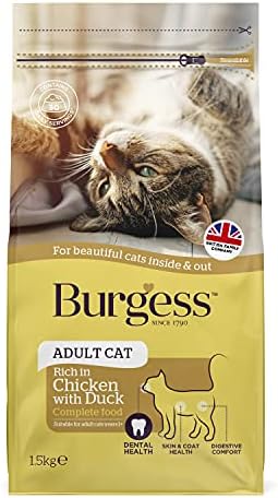 Burgess Adult Cat Food British Chicken and Duck - 1.5 kg, Brown