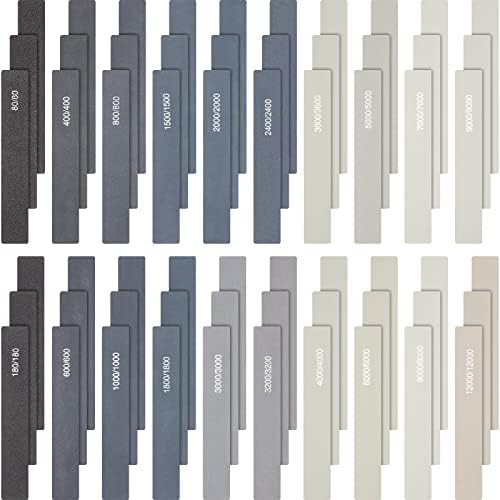 Honoson 60 Pcs Sanding Sticks for Plastic Models 80-12000 Grit Polishing Sticks Assorted Metal and Wood Sanding Tools Accessory for Model Craft Amateur Beginner, 5 x 0.8 Inch(Classic Style)
