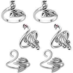 Patines Tejidos A Crochet Sibba Anillos de Ganchillo Ajustables para Tejer Suministros de 6 Piezas de Aleación de Pavo Real Patrón Marcadores Puntadas Accesorios de Ganchillo Soporte Hilo Anillo Guía Pines Tejer A Mano Gancho