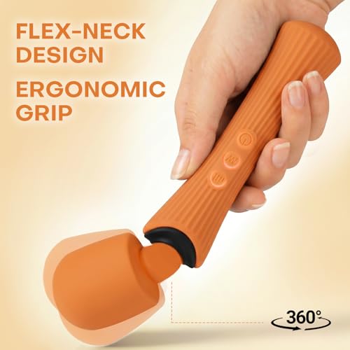 Image of Handheld Personal Wand Massager - USB Rechargeable & Skin-Friendly Silicone, Orange