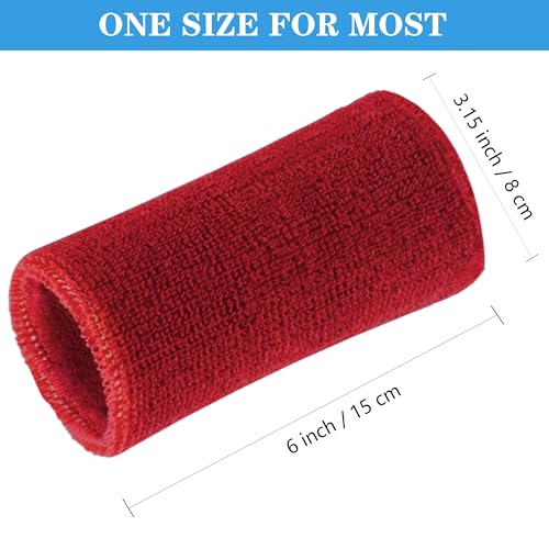 Image of 6 Inch Wrist Sweatbands Tennis Wrist Bands Absorbent Sweat Band for Men and Women Sport Long Wrist Bands, Breathable Cotton Athletic Sweatbands for Basketball, Workout, Running (4 Pack)