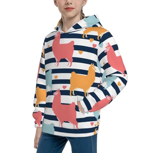 Colorful Llama Kid Hoodies Boys Sweatshirts Girls Pullover with Pocket2
