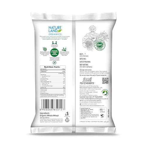 Image of Natureland Organics Whole Wheat Flour 5 Kg - Organic Wheat Flour (Pack of 2)